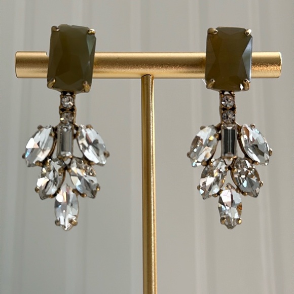 J. Crew Crystal Leaves Earrings - Picture 1 of 5